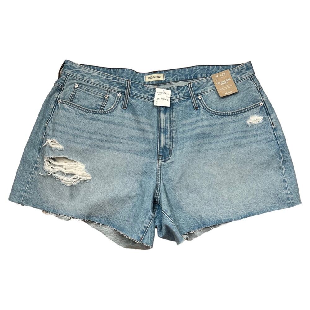 Madewell The Mom Jean Distressed Cutoff Denim Shorts Size 22W